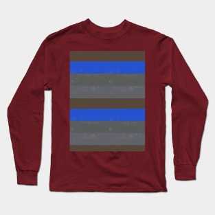 Bright Blue, Brown and Grey Rough Painted Style Stripes Long Sleeve T-Shirt